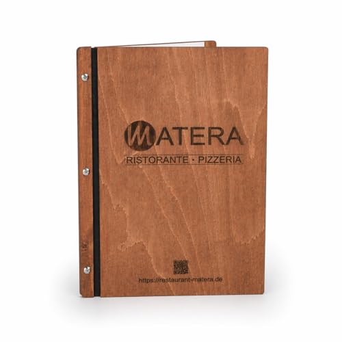 Speisekarte aus Holz personalisiert mit Logo Gravur Premium Menükarte für Restaurant & Bar DIN A4