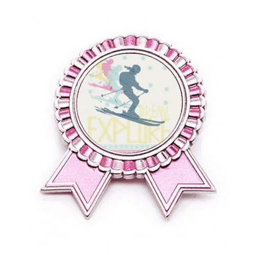Broche de sports d'hiver rose métal M le cadeau idéal pour skieuse
