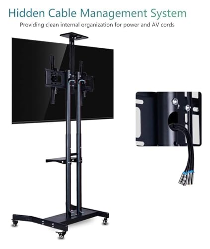 Soporte móvil para TV con ruedas y estantes dobles miniatura 5