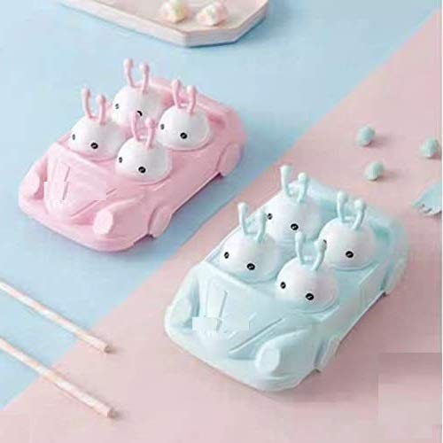 Set of 4 Plastic Resuable Ice Candy Stick Popsicle Mold & Kulfi Frozen Stick Ice Cream Pop Yogurt Jelly Lolly Maker Tray Mould (Aircraft Shape Candy)