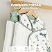 FIEMOL Baby Swaddle Sleep Sack 3-6 Months, Cotton Swaddles for Newborns Boys Girls, 2-Way Zipper Transitional Infant Wearable Swaddling Blanket with Quiet Closure, 0.5 TOG 2 Pack Soft Green Dinosaur