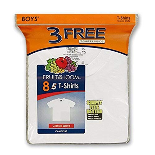 Fruit Of The Loom Boys' 8-Pack White 100% Cotton Crew T-Shirts ,Medium(10-12) #TOP1