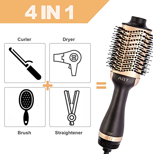 Hot Air Brush, 4 In 1 Hair Dryer Brush & Volumizer, One Step Blow Dryer Suitable For Straight And Curly Hair, Ceramic Coating Achieve Salon Styling At Home 1200W #TOP5