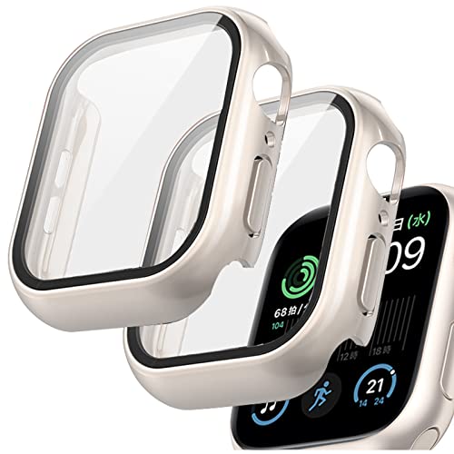 【2個入り】FALSAD Apple Watch カバーSeries11/10/9/8/7/6/5/4/Se3/Se2/Se 対応アップルウォッチ ケース 46mm 42mm 40mm 44mm 45mm 41mm, 防水PC素材とガラスフィルム一体型 i