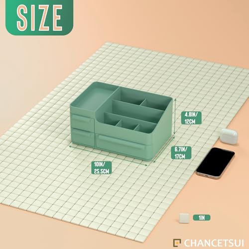 Image of Green Makeup Organizer Countertop for Vanity: Bathroom Counter Storage
