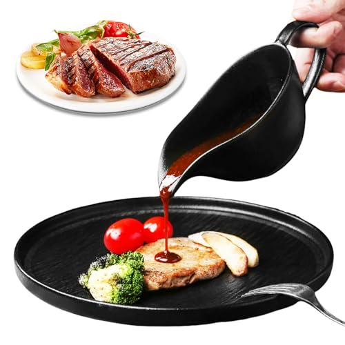 Recipiente para salsas de porcelana de 280 ml, recipiente para salsas con asa, salsera con vertido de labios, cuenco para servir, adecuado para salsa, crema, aderezos para ensaladas, caldo de leche,