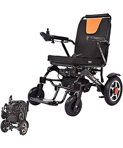KUAW Ayuda para Caminar eléctrica Silla de Ruedas motorizada con Ayuda for la Movilidad, Plegable, superligera, sin escobillas, con potentes Motores, soporta hasta 100Kg