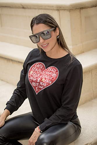 Image of Women's Long Sleeve Sweater with Sequins Patch (Multiple Designs)