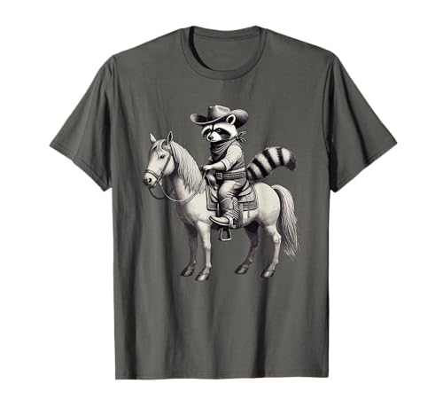Mapache Vaquero Vendimia, Sombrero y caballo, Vaquera, Funny Western Camiseta