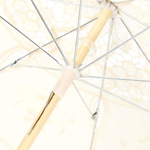 Hapivida Lace Parasol Umbrella, Wedding Umbrella Elegant Vintage Lace Parasol with Wooden Handle for Christmas Party - Image 2
