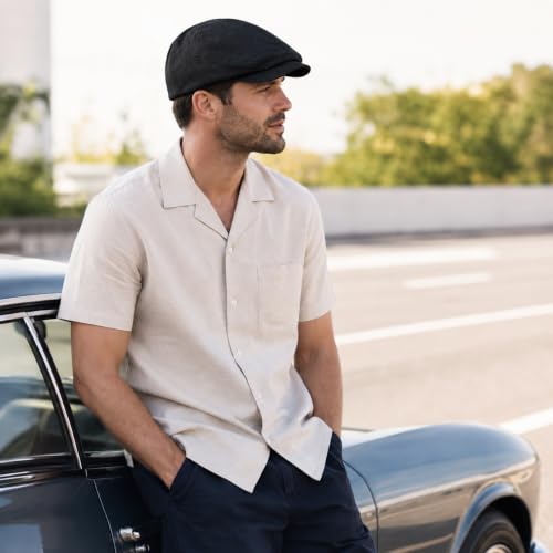 Image of 3Pcs Men's Newsboy Caps Cotton Cooling Hat Adjustable Flat Cap for Men