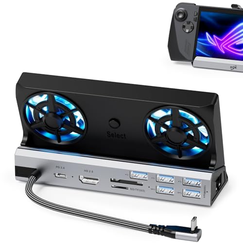 13-in-1 Steam Deck Dock with Dual 5cm RGB Cooling...