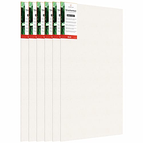 Image of Scholar Art Hobby Series 04 Oz (230 GSM) 100% Cotton Canvas Panel Board for Painting (White Blank Canvas Boards for Acrylic Paint, Oil Paint, Wet & Dry Media) | 20 inchx30 inch (50x75 cm), Pack of 6