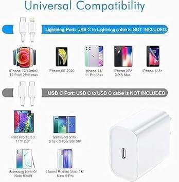 Image of Original Fast Adapter for 20W Charger Adapter Compatible with 14 /13 /12 /11 /X All Models | 20 Watt Type-C Fast Charger Adaptor for 4 /14 Pro (20W Dock for IPHON US PIN) (DEC30)