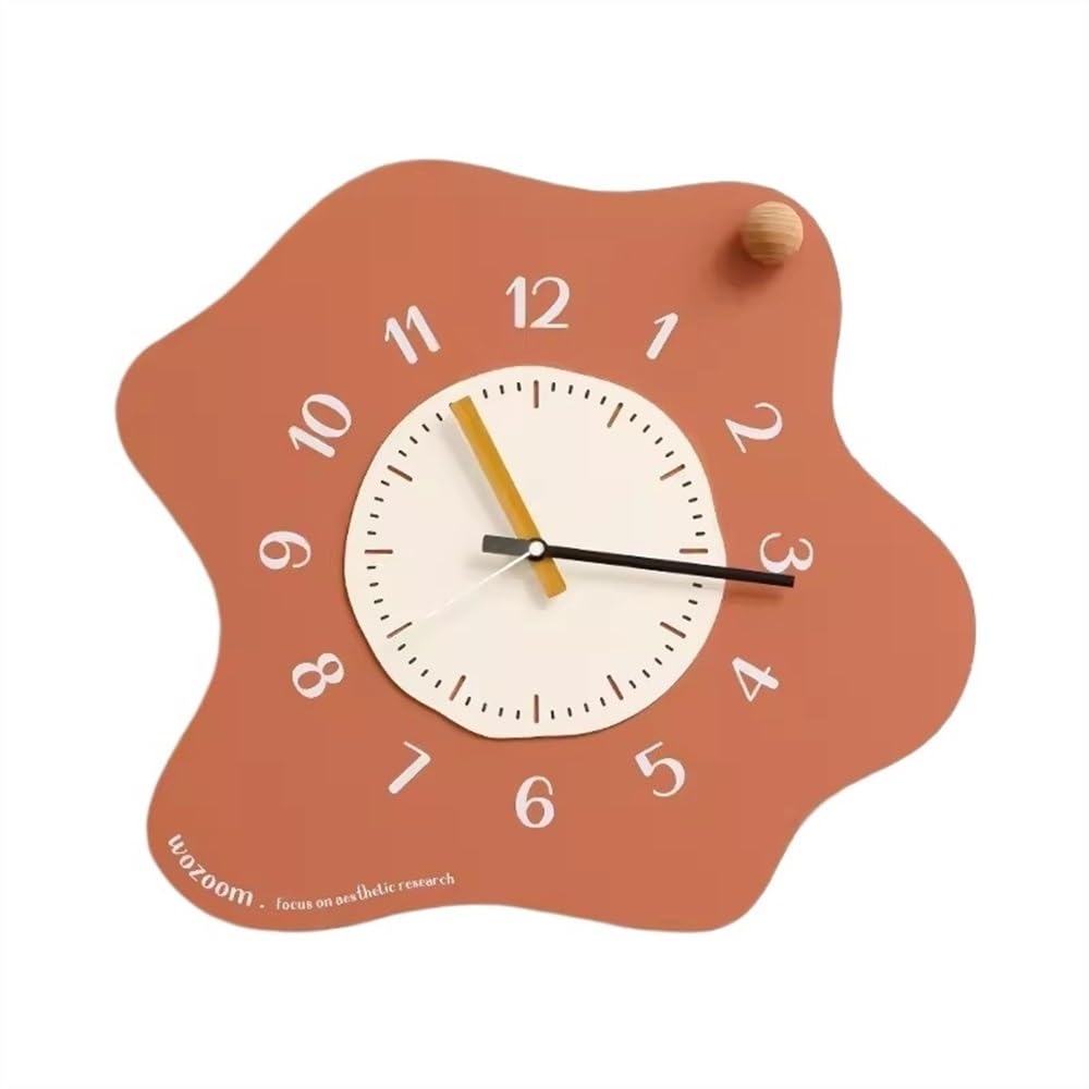 DFHS46JK Wall Decor Home Wall Clock Irregular Decorative, Suitable for Living Room, Study, Office for living room decor(Orange,Small)