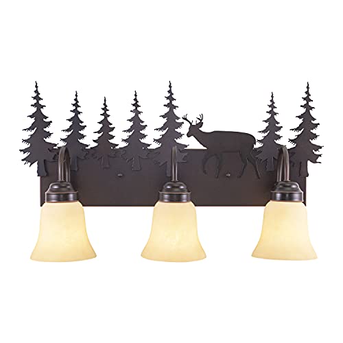 Luminaire rustique en verre ambré et finitions métalliques ciselées