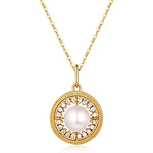 Collier perles naturelles YCQYM anti-ternissement avec zircon éclatant pour femme