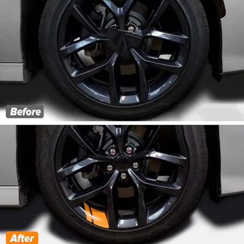Image of Mandark 24PCS Car Wheel Rims Decal Stripes, Reflective Vehicle Tire Rim Stickers for 18-21 Inch Wheels, Safety Auto Exterior Hash Stripe Sticker Decoration, Universal for SUV, Truck, RV (Yellow)