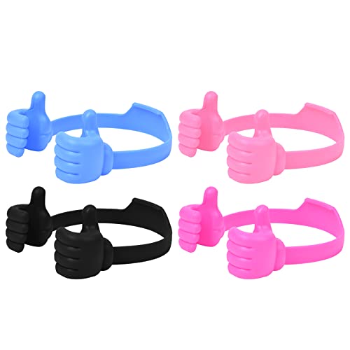 flintronic 4PCS Thumb Phone Holder Multi-angle Adjustable Phone Holder, Soft Flexible Phone Holder, Universal, Suitable for Phones, Tablets, etc. (Black+Rose Red+Pink+Blue)
