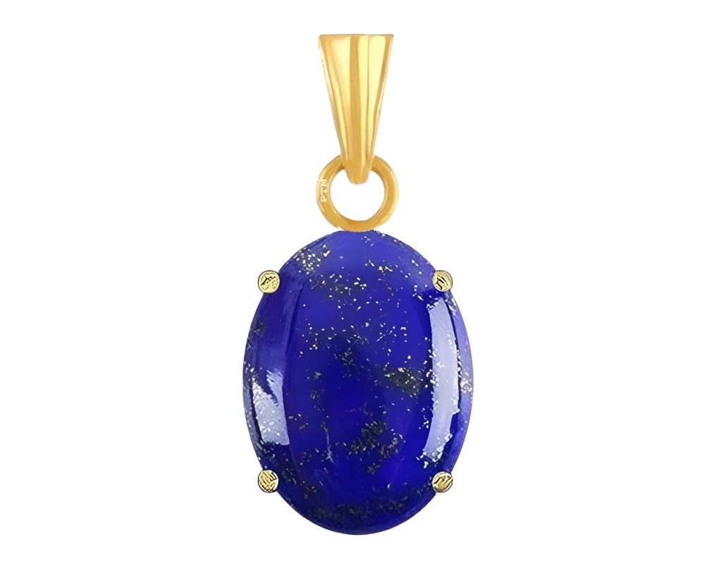 Ptm Natural Lapis Lazuli/Lajwart 3.25 to 10.25 Ratti or 3.00 to 9.50 Carat Astrological Certified Gemstone Panchdhatu/5 Metals 22k Gold Plated Pendant for Men & Women