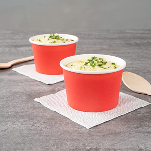 Image of Coppetta 4 Ounce Dessert Cups, 200 Disposable Ice Cream Cups - Lids Sold Separately, Heavy-Duty, Red Paper Frozen Yogurt Bowls, For Hot And Cold Foods, Perfect For Gelato Or Mousse - Restaurantware