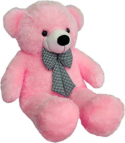 Image of HUG 'n' FEEL SOFT TOYS Loveable HUGABLE Soft Giant Life Size, Long Huge Teddy BearPlush & Stuffed Toys (Best for Someone Special) Baby Pink 3 Feet 90 cm with Free Heart Shape CUSION