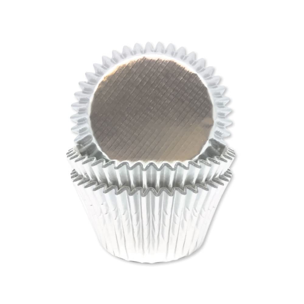 Anniversary House 45 Silver Foil Cupcake Cases for Baking, Baking Cups in Heavy Duty Greaseproof Paper, J173
