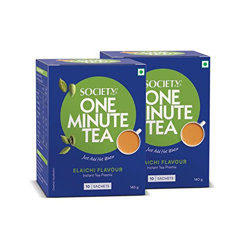 Image of Society One Minute Tea | Elaichi Flavour | Made with Cardamom | Flavoured Instant Tea | 14g X 10 Sachets (140g) | Pack of 2