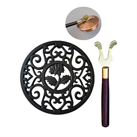 5.3 Inches Black Round Cast Iron Trivet Metal Teapot Base with Legs and Lid Holder for Japanese Kettle Tetsubin Kung Fu Hot Tea Pot