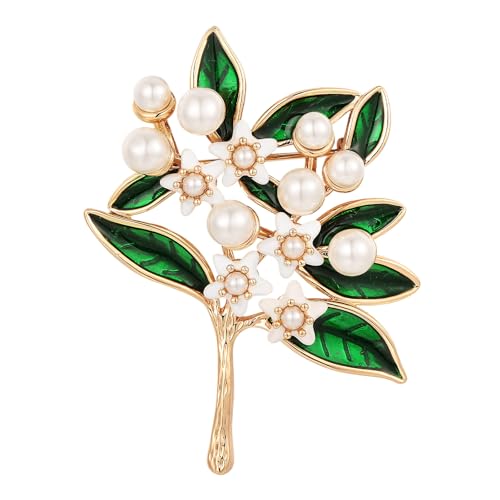 Image of SHE'S FREE STYLE JUST FOR YOU Handmade Gardenia Brooches and Pins For Women, Enamel Flower Brooch Green Leaves Pins Hand Dripping Oil Jewelry Brooch Pins Fashion Garland Safety Pins