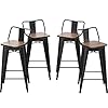 Changjie Furniture Swivel Metal Bar Stools Kitchen Counter Height Stools Industrial Barstools Set of 4 (Swivel 24 inch,Matte Black Wooden) Changjie Furniture Swivel Metal Bar Stools Kitchen Counter Height Stools Industrial Barstools Set of 4 (Swivel 24 inch,Matte Black Wooden)