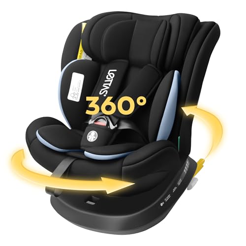 LETTAS 360 Giratoria i-Size Silla de Coche para Bebés y Niños, 40-150 cm (aprox. Nacimiento a 12 años) con Isofix, Reposacabezas Ajustable, ECE R129/04