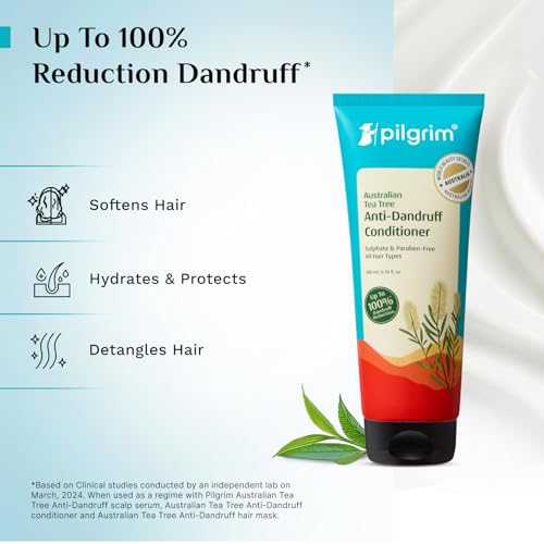 Image of Pilgrim Australian Tea Tree Anti-Dandruff Shampoo & Conditioner For All Hair Type | Smoothens Strands & Detangles Hair | Fights and Prevents Dandruff | For Men & Women (Pack of 1)