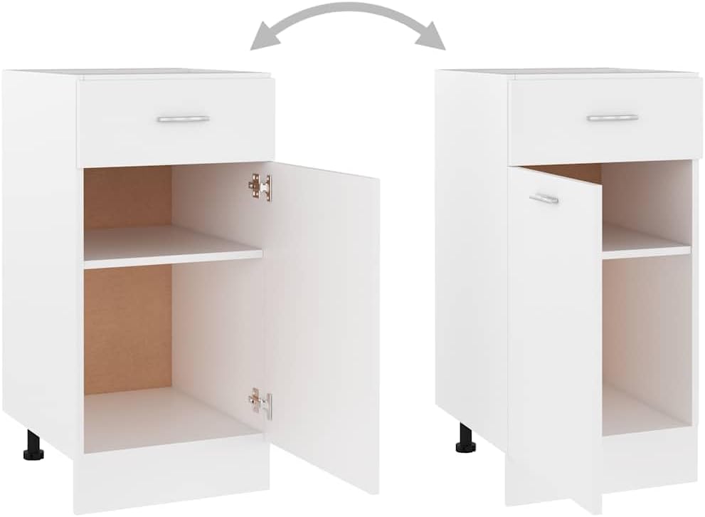 Image of the cabinet with the door open, showing an internal shelf