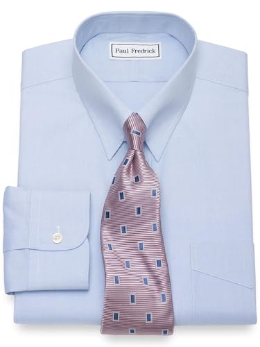 Paul Fredrick Men's Non-Iron Cotton Pinpoint Snap Tab Collar Dress Shirt