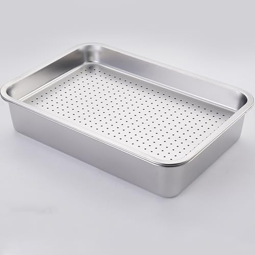 ストレーナーボウルセット 2点セット 揚げ油切り用 18-8ステンレス鋼 ご飯、野菜、フルーツ、ラーメン、サラダの水切りや、パスタやブラウンひき肉の。ザル奥行4.8 CM (深さ-10cm(4in),L40*W30cm(L15.8*W11.8in))