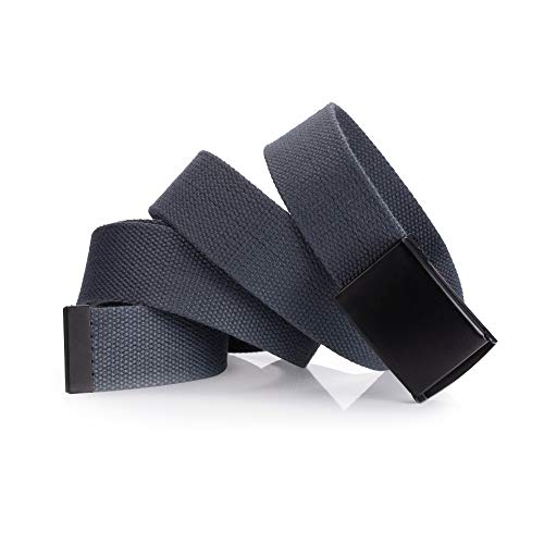 Image of Mile High Life Cut To Fit Canvas Web Belt Size Up to 52 inch with Flip-Top Solid Black Military Buckle