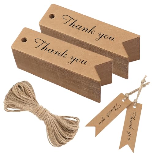 Geschenkanhänger Danke 100 Stk Anhänger Papier Geschenkanhänger zum Beschriften Etiketten Kraftpapier Papieranhänger Anhänger 7 x 2 cm