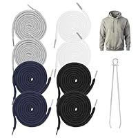 Giantree 8 Stück Kordel Für Jogginghose, Kordel Für Hoodie Kordelzug Mit Durchziehnadel Kordelenden Metall 150cm Kordelband Zum Hoodie, Sporthosen Sweatshirts Jacken (Schwarz Dunkelblau Weiß Grau)
