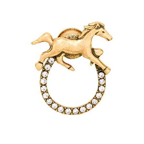 SenFai Horse Lucky Horseshoe Magnetic Brooch Eyeglass Holder 3 Tone (antique gold)