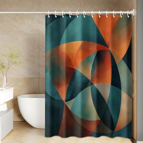 Rideau de douche orange bleu vert en polyester lavable 180x200cm - 4