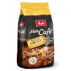 Melitta Mein Café Mild Roast, Café en Grains Entiers 1 Kg, Non Moulu, Café en Grains pour Machines à Café Entièrement Automatiques, Torréfaction Douce, Intensité 2