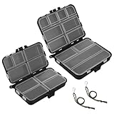 2 Stücke Köderbox Angeln,Tackle Box Angeln,Angelbox,Angel Boxen, Angelboxen,Tackle Box,Angelköder Box,Waterproof Angel Köder Box mit Verstellbaren Einzelfächern Geeignet für Angel Zubehör(Schwarz)