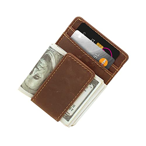 OXA Leather Money Clip Minimalist Handy Wallet with a Cash Clip and 6 Other Card Slots | Crafted From Genuine Leather | Easy To Reach | Gracious Stitching | for Both Women & Men |3