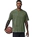 Distressed Oversized Tshirts for Men Vintage Washed Unisex Tees Cotton Casual Hipster Short Sleeve Tops(ArmyGreen M)