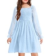 Arshiner Girl Tulle Dress Winter Long Sleeve Teen Girls Party Casual Dresses 5-14Y