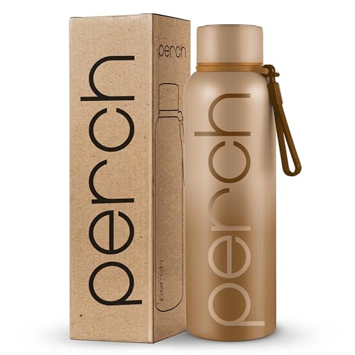 Perch Zion Hot and Cold Steel Water Bottle 720 ml, ISI Certified, Vacuum Insulated | for School, Gym, Office, Home | Leak Proof, BPA-Free | Flask for Kids, Men and Women | Beach Brown