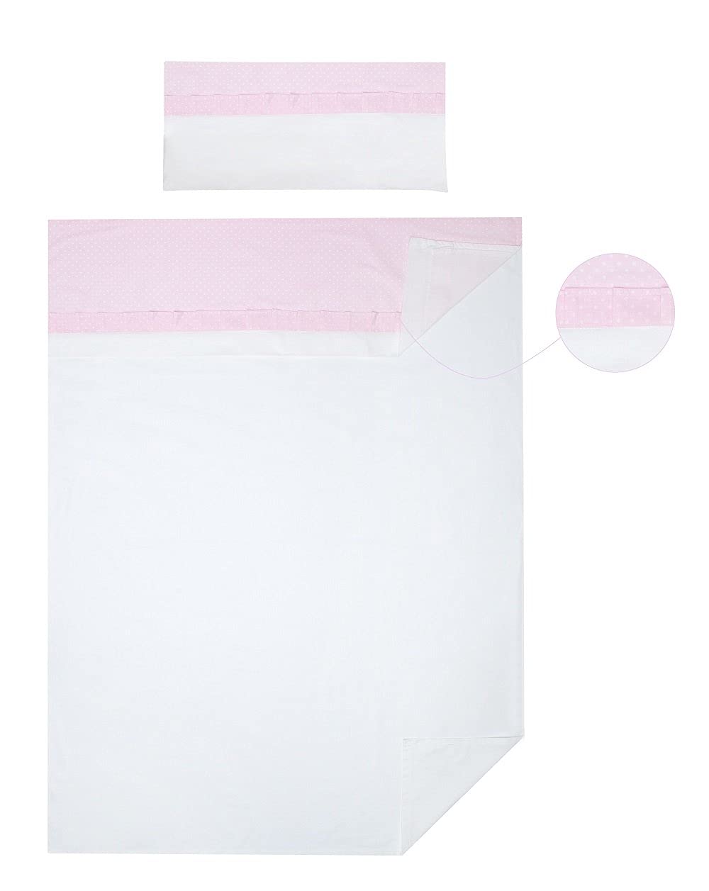 Vizaro - Komplet 3-częściowy Poszewek z Przścieradłem - Tríptico na łóżeczko 60x120cm - 100% Bawełna - Wyprodukowane w UE, OekoTex - Rosa