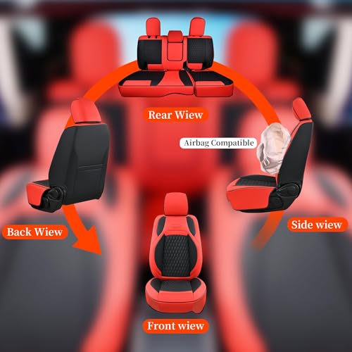 Image of Coverado Seat Covers 4 Door Full Set for Jeep Wrangler, Waterproof Car Seat Covers for Truck Automotive Seat Covers Custom Fit for 2008-2012 Jeep Wrangler JK Seat Covers for Cars(Red)