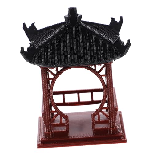 ibasenice Figurine de Pavillon Miniature pour Décoration de Jardin et Micro-Paysage, Pavillon en Plastique Rond à Quatre Coins, Ornement Léger et Portable pour Aquarium et Bonsaïs